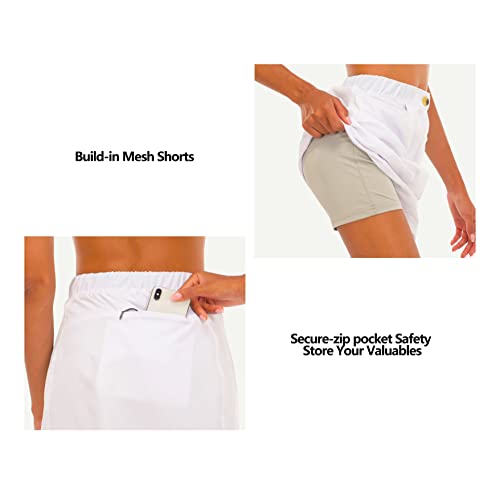 Little Donkey Andy Women's Athletic Skort Skirts Upf 50+ Quick Dry Golf Tennis Causal Skirt With Pockets White M #TOP3