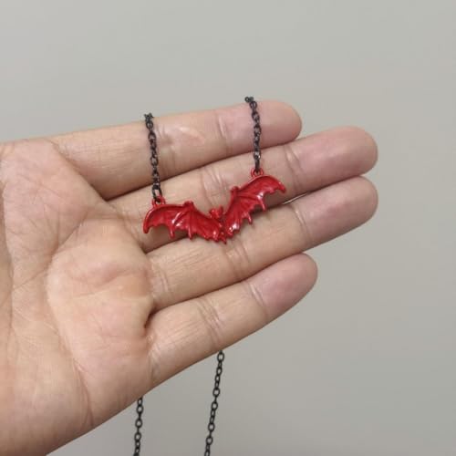 Spiritrain Gothic Bat Pendant Necklace for Men Women Punk Cool Black Animal Wings Flying Neck Chain Choker Necklace for Funny Vintage Halloween Party Fashion Jewelry Gifts4
