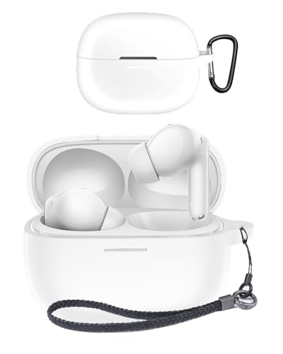 Redmi Buds 6 Pro 用 ケース YAJOJO ワイヤレス イヤーホン 充電ケースカバー カラビナ・キーチェーン付き シリコン保護ケース 落下防止 耐衝撃 防塵 キズ防止 指紋防止 Redmi Buds 6 Pro 対応 (ホワイト)