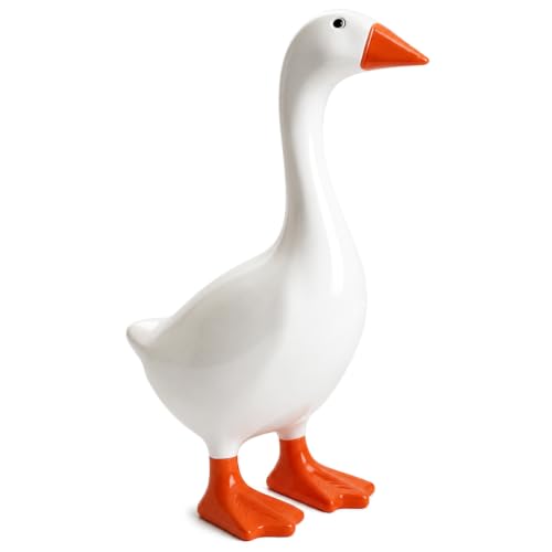 A smug little goose statue with a hidden magnet in its beak that actually holds your paperclips and keys — functional desk art that sparks double-takes.
