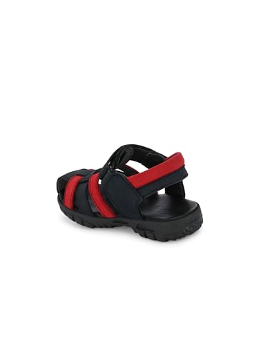 Tuskey Kid's Genuine Leather Cross Stitched Fashion Floater Sandals for Boy