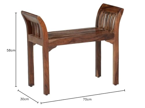 Image of Royaloak Riyu Sheesham Wood Bench for Sitting | Small Wooden Bench for Living Room, Balcony & Home | Sturdy Compact Sitting Option with Glossy Finish & Strong Wooden Legs
