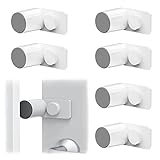 Tamaño: el tamaño del tapón giratorio de seguridad es de 6,4 x 3 x 4 cm. Fácil de instalar y se adapta a todas las puertas. Simplemente limpie y seque la superficie de la puerta, luego retire la cubierta de la cinta de la superficie y conecte el seguro infantil del bebé a la puerta, no requiere tornillos ni perforaciones, no daña la puerta.