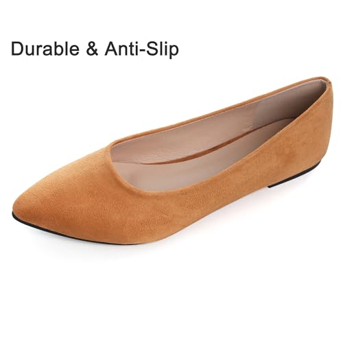 Image of Dear Time Women's Pointed Toe Ballet Flats Simple Casual Office Work Flats Slip-on Comfortable Shoes