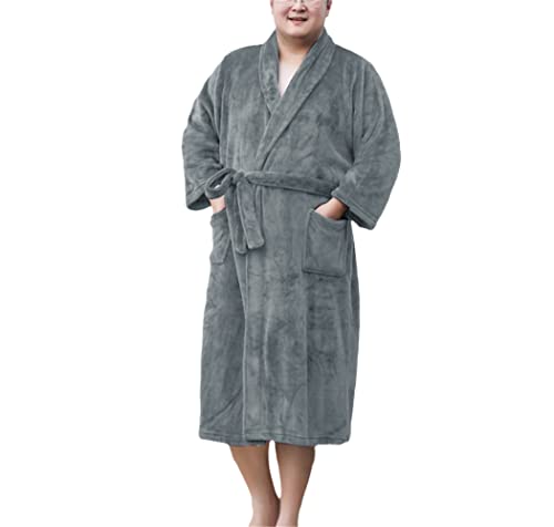 Peignoir de bain homme flanelle contre le froid : confort thermique polaire XXL