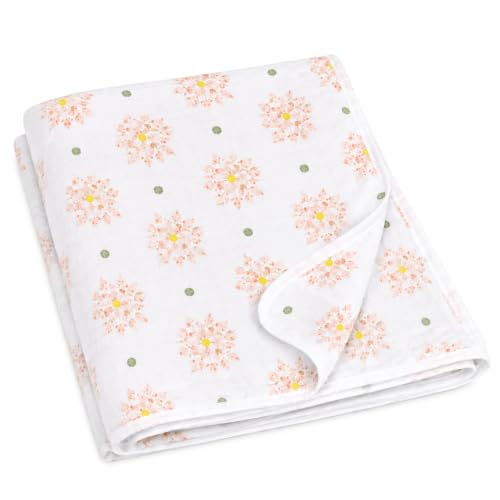 Image of 100% Cotton Muslin Baby Swaddle & Bath Towel, 120 x 120 cm (47 x 47 Inches), Soft & Breathable Newborn Baby Swaddle Wrap, Lightweight Cotton Baby Blanket, 0-18 Months, Leaf Dot, Set of 1