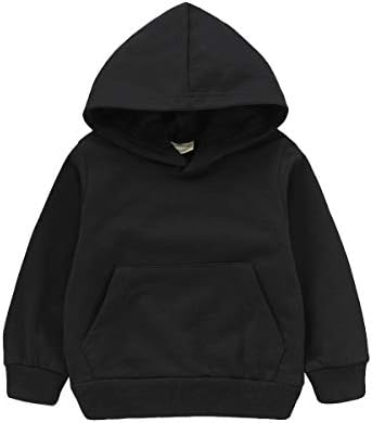 MODNTOGA Baby Sweatshirt 1-6 Years Old,Toddler Boy Girl Kids Autumn Winter Long Sleeve Solid Hooded Casual Tops Pullover (Black, 110(4T))