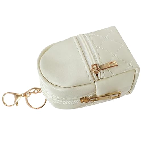 Mochila pequeña con llavero, bolsa de almacenamiento de cosméticos para mujer, soporte para pintalabios, organizadores de maquillaje de viaje, color elegante, bolsas de transporte diario, beige, Talla