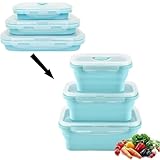 Silicone Lunch Box, Collapsible Folding Food Storage Container with Lid, Portable Bento Box, Microwave, Dishwasher and Freezer Safe, Can be Used to Keep Food Fresh - Image 1