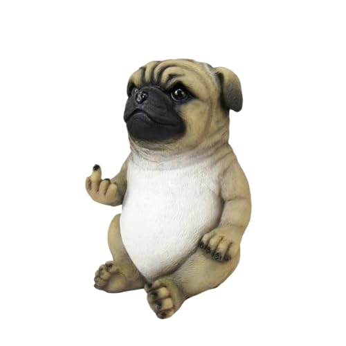 GreatRise Mops Figuren mit Stinkefinger Harz Böser Mops Mittelfinger Realistisch Hund Dekofigurer 8 5cm hoch Ornament für Wohnzimmer & Schreibtisch Deko Lustiges Geschenk für Freunde