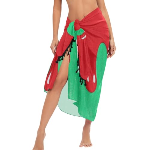 Traje de baño para cubrir la piel mojada: vestido suelto contra la humedad en rojo y verde
