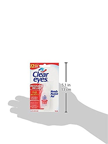 Clear Eyes Eye Drops, Lubricant, Redness Reliever, Handy Pocket Pal 0.2 oz Travel Size (Pack of 3)