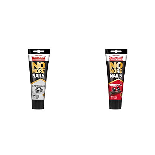 UniBond No More Nails Invisible Instant Grab Mounting Adhesive 1x184g Tube & No More Nails Original Grab Adhesive 1x234g Tube Bundle