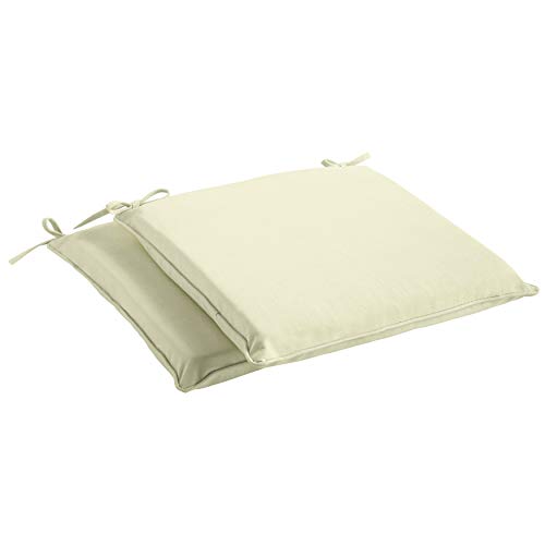 Sorra Home Sunbrella Indoor/Outdoor Cushion Corded Chair Pad Set, 2 Count (Pack of 1), Canvas Natural