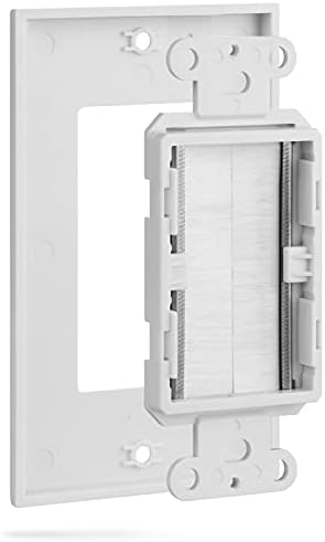 Fosmon 1-Gang Wall Plate (2 Pack), Brush Style Opening Passthrough Low Voltage Cable Plate In-Wall Installation for Speaker Wires, Coaxial Cables, HDMI Cables, or Network/Phone Cables