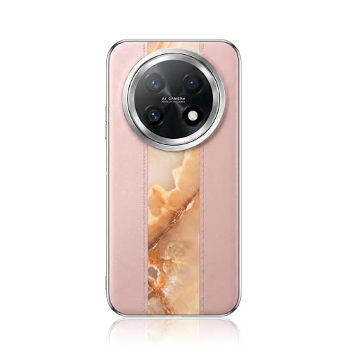 MTRIEBA Compatible with Huawei Mate 80 Pro Phone Case Luxury Leather, Slim Lightweight Shockproof Protective Cover, Marble Design, Anti-Scratch, Pink