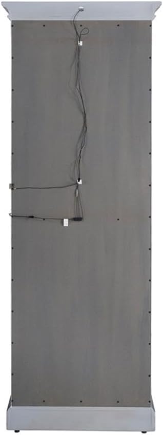 BOWERY HILL Side Entry Accent Curio Cabinet, Gray Wood Finish, 29.8" W x 16.2" D x 80" H, Clear Glass Shelves, Mirrored Back Panel, Interior Light, Contemporary Display for Living Room or Dining Area