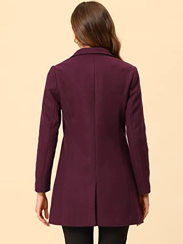 Allegra K Women's Winter Overcoat Notched Lapel One Buttoned Mid-Length Long Coat4