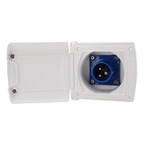 Entrada de Bloqueo Giratorio del Enchufe de Alimentación, Rv Shore Power ， Tomacorriente para RV Enchufe Externo Impermeable de 3 Clavijas Toma de Corriente Montaje Integrado 220V-250V 16a(blanco)