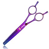 TOPGOOSE 7.5' Dog Grooming Scissor - Professional Thinning Shear with 37 Teeth Japanese Stainless Steel Blender Scissors for Dogs, Cats and Other Pets (Thinning, Purple)