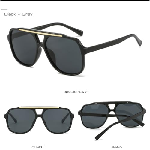 Lunettes de soleil double bridges verres transparents dégradés gris - 4