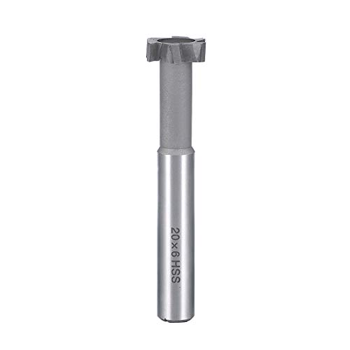 Image of uxcell HSSAL T Slot End Mill Milling Cutter 6 Flutes 20mm Cutting Dia 6mm Depth