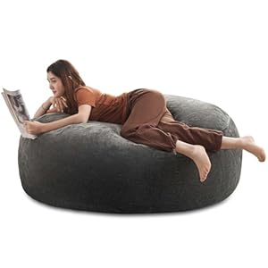 5FT,Oversized Bean Bag Chair Bean Bag with Filler Included Memory Foam Bean Bag Giant Plush Bean Bags, Living Room Furniture, Suitable for bedrooms, College Dorm Casual Reading Chairs(Dark Grey)