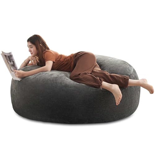5FT,Oversized Bean Bag Chair Bean Bag with Filler Included Memory Foam Bean Bag Giant Plush Bean Bags, Living Room Furniture, Suitable for bedrooms, College Dorm Casual Reading Chairs(Dark Grey)