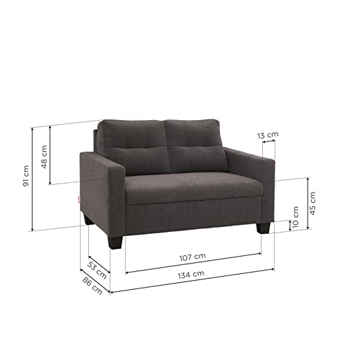 Image of Duroflex Ease - 5 Seater Sofa, 3+2 Sofa Set | Premium Fabric, High Comfort Foam, Durable Termite-Resistant Wooden Frame & Easy Maintenance | 3-Year Warranty - Grey