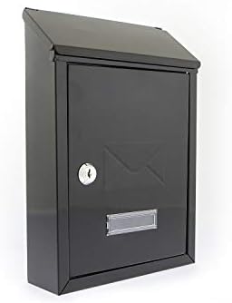 Sterling MB09BK Burg Wächter Avon Rear Entry Wall Mounted Galvanised Steel Lockable Weatherproof Post Box - Black - 214 x 304 x 70 mm