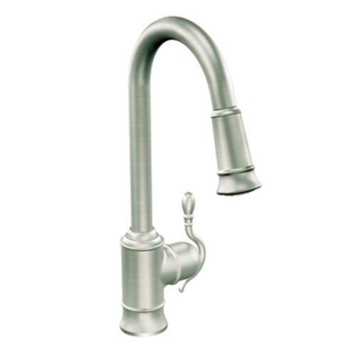 Moen S7208CSL Woodmere One-Handle High Arc Pulldown Kitchen Faucet Featuring Reflex, Classic Stainless