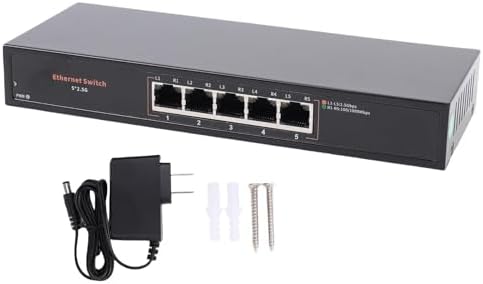 Generic Ethernet Switch High Speed 2.5Gbps Network Hub for Gaming, 4K Streaming Media, for Content Creators Aluminum Alloy DesktopWall Mounted (US Plug 100β240V) - 5