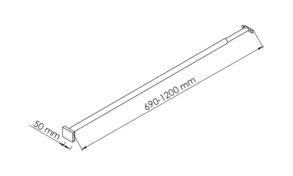 Barre de Fixation Murale Extensible 69 à 120cm aluminium 8mm | Orientable avec Pivots Intégrés, parois douche, chromé, Installation simple et rapide, finition soignée