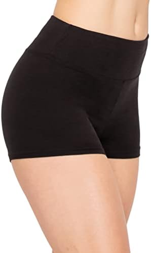 ALWAYS Women Workout Yoga Shorts - Premium Buttery Soft Solid Stretch Cheerleader Running Dance Volleyball Short Pants Black M