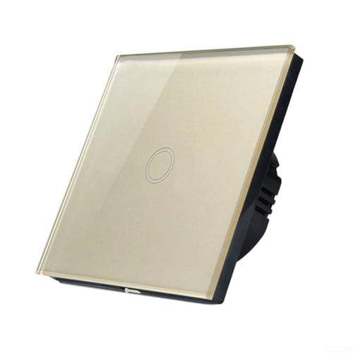Single Touch Switch 1 Way 1 Control LED Incandescent Dimmer Adjustable Brightness Control 86 Type Tempered Glass Panel(gold)