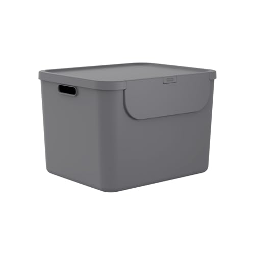 Rotho Albula Système de tri sélectif des déchets de cuisine en plastique (PP) sans BPA 55 l (52,3 x 40,5 x 34,0 cm) (anthracite)