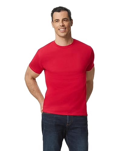 Image of Gildan Men's Round Neck Cotton Half Sleeve T-Shirt - Soft & Breathable Fabric | Casual & Comfortable Fit | Perfect Red