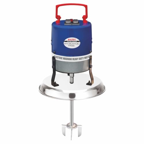 Image of BALTRA Electric Madhani Machine, Blue, Madhani (SS Plate) | Two Way Rotating Curd Percolator, 125 W Hand Blender, For Churning Lassi, Butter & Buttermilk, Durable & Easy to Clean