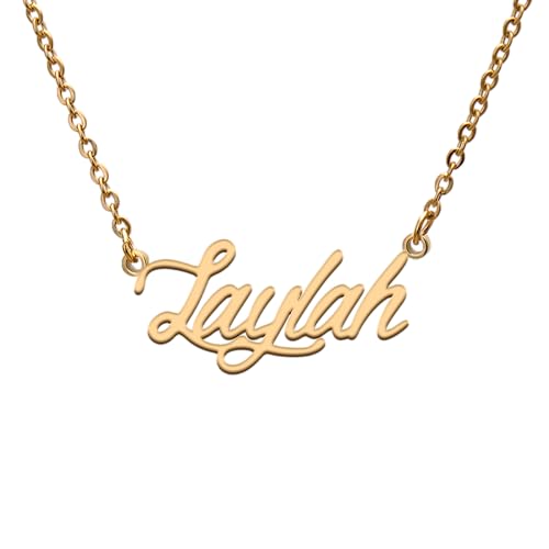 GR859C Laylah Name Tag Necklaces for Her His Friends Familys Relationship Memory Jewelry Gift