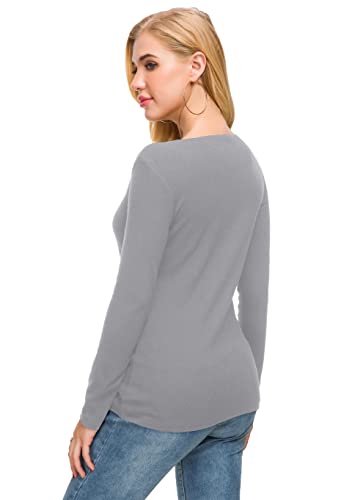 Image of Afibi Women V Neck Zip Front Long Sleeve Casual Top Blouse Shirt /Cardigan