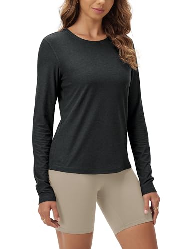 Image of ODODOS Women's Long Sleeve T-Shirt - Ultra Soft odSTRATUM Tech Performance Top UPF 50+ Breathable Crew Neck Pullover