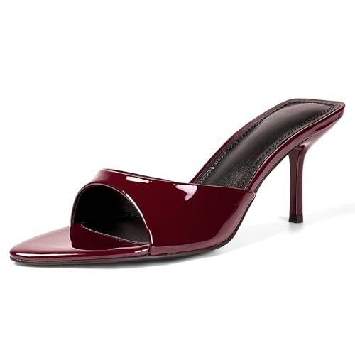QIV Mule Heels for Women Pointed Toe Kitten Heels Open Toe Heeled...