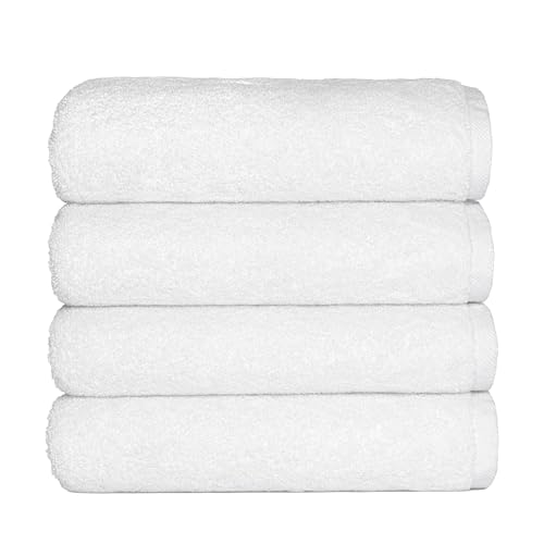 Soleil Fine Goods Luxurious 800 GSM 100% Cotton Bath Towel Set (4-Pack, 27x54) - Heavyweight & Ultra Absorbent, Plush Softness for Bathroom | Hotel & Spa Quality Luxury Towels- White