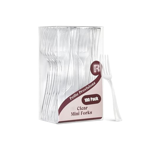 100 Pack Clear Mini Forks - 4 Inch Plastic Dessert Forks - Heavy duty Mini Forks For Appetizers Tastings Cocktails Dessert Cups BPA Free Small Clear Forks