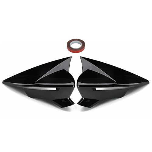 �O���X�u���b�N/�J�[�{���t�@�C�o�[ �E�B���O�~���[�J�o�[�L���b�v�ASeat Leon MK3 .5 5F ST FR Cupra 2013-2019 �ɓK���B(Glossy Black)