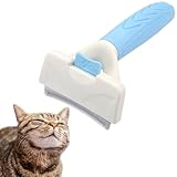 Auty IZUMIYA ペットブラシ 猫 犬 ブラシ 小型 中型 短毛種 ヘアボール(毛球症)対策 肌に優しくアンダーコート 抜け毛 除去 ボタンを押して抜け毛が簡単に取れる グルーミングブラシ(Mサイズ ブルー）