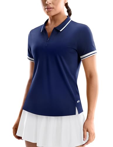Image of MIER Golf Polo Shirts for Women - 1 /4 Zip Short Sleeve Tennis Tops, Dry Fit