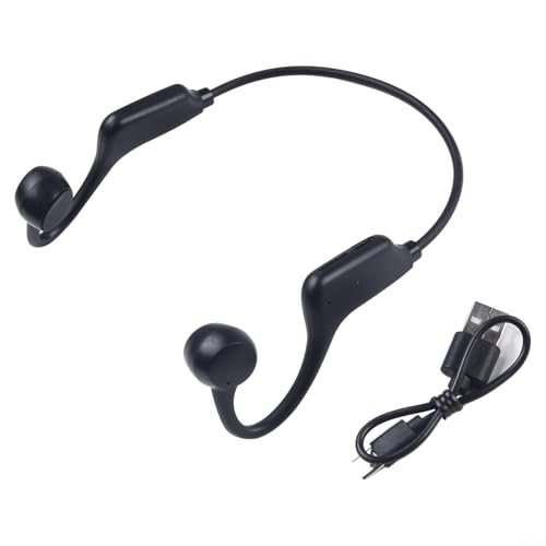 Emiif Auriculares inalámbricos compatibles con la reproducción de tarjetas TF, diseñados con tecnología de conducción ósea para escuchar al oído abierto (negro)
