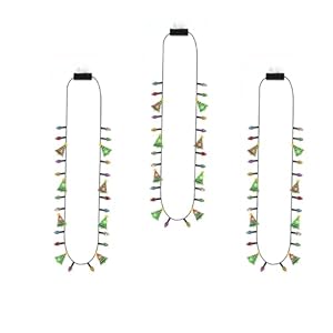 AWSOLAR 3 Pack Lichterkette Halskette Weihnachten, Lichterkette zum Umhängen mit 3 Modi, Farbenfroh, Silvesterparty Zubehör