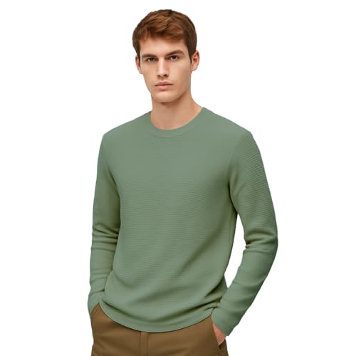 Image of Nobero Ottoman Texture Full Sleeve T-Shirt for Men | 240 GSM Regular fit Tshirt for Men | Casual Wear